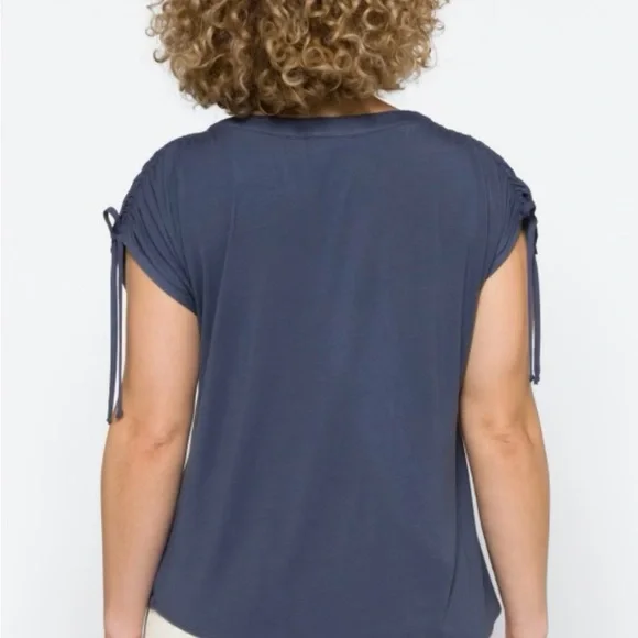 NWT - Uma Tie Front Mixed Material Blouse - Picture 5 of 5